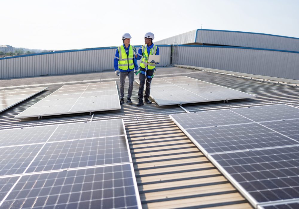 Engineer on rooftop